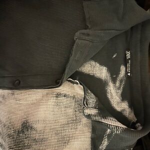 Zara Ribbed Collared Black & White Long Sleeve